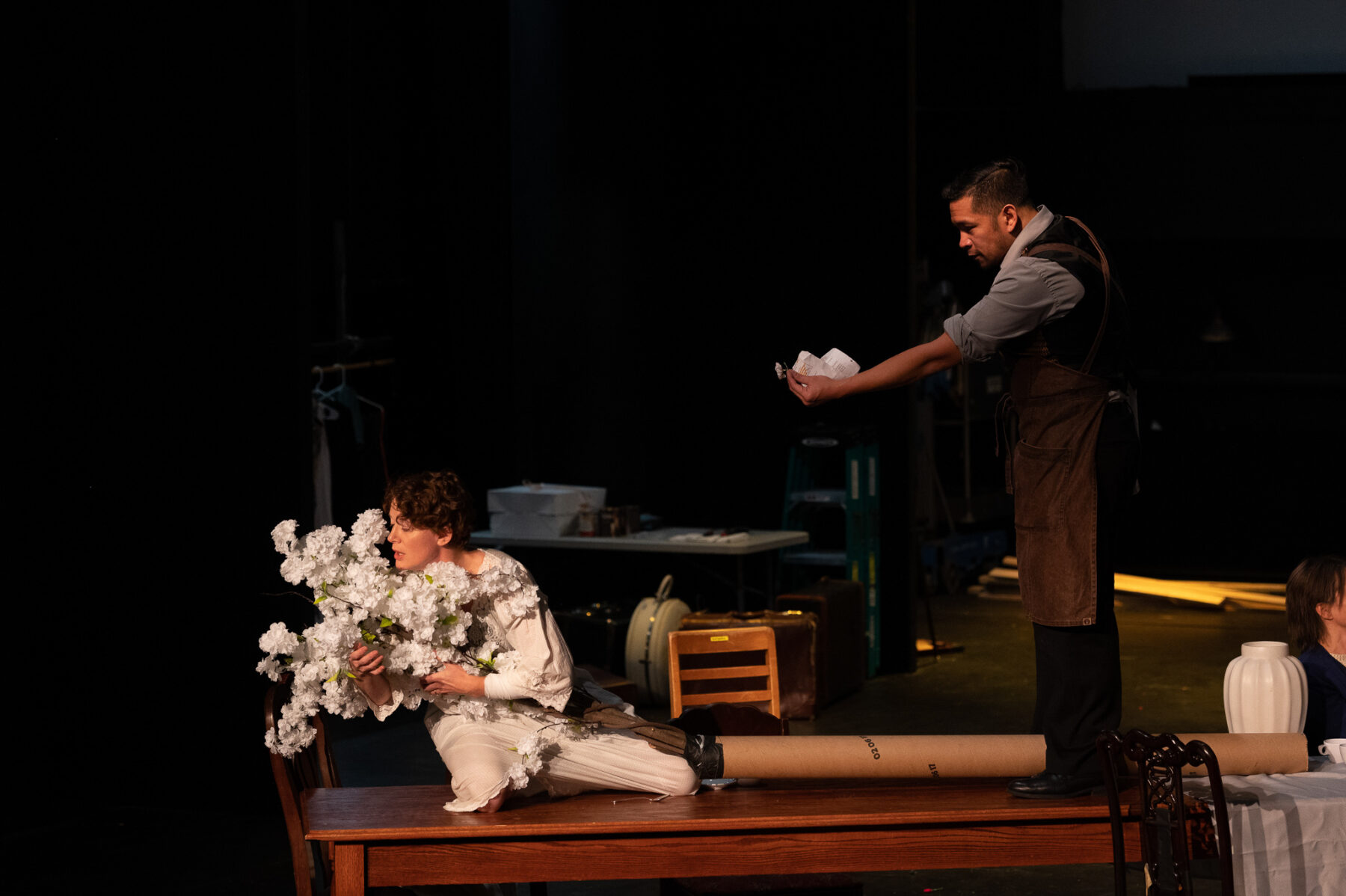 Krista Apple and Justin Jain in the workshop of 'Cherry Orchard.' Photo by Johanna Austin