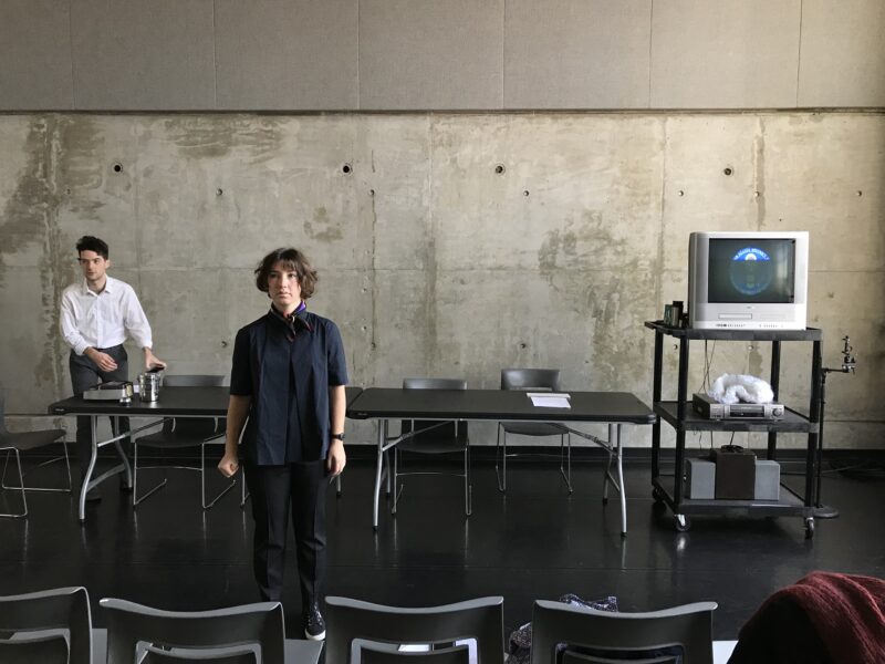 Milo Cramer and Morgan Green rehearsing JURY DUTY at Baryshnikov Art Center in 2017.